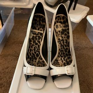 Black & White Peep-Toe Heels